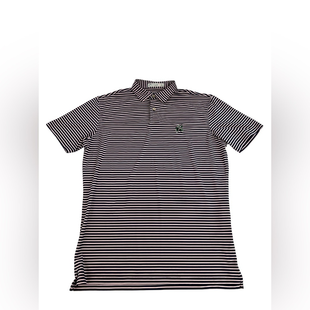 Peter Millar Black and Pink Polo Shirt Classic Stripes Size M